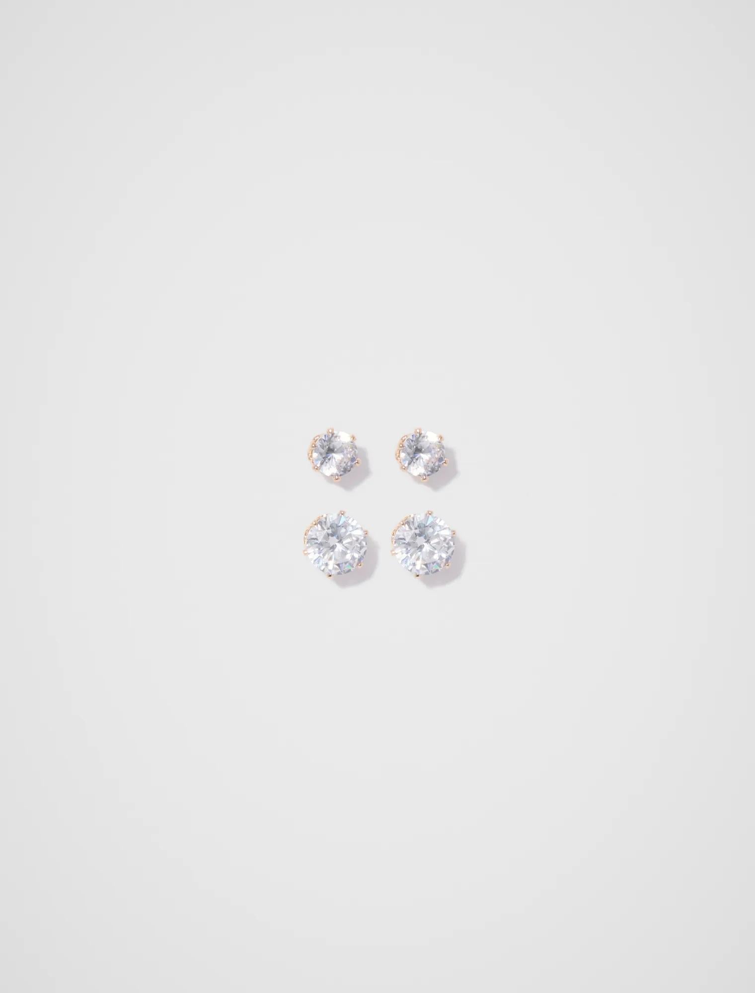 Jess CZ Two Pack Stud Earrings Gold/Crystal_mannequin