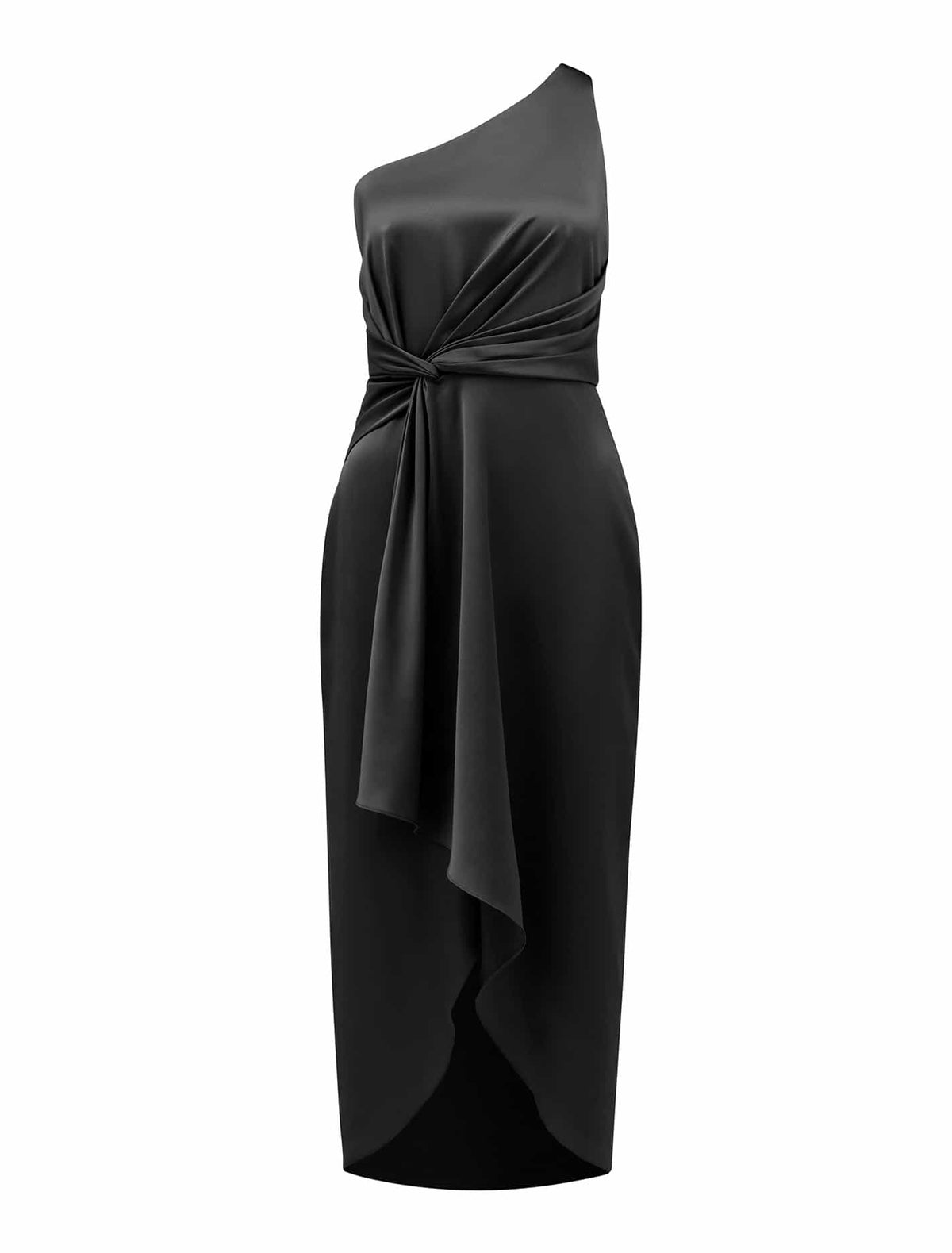 Haidee One Shoulder Midi Dress Black