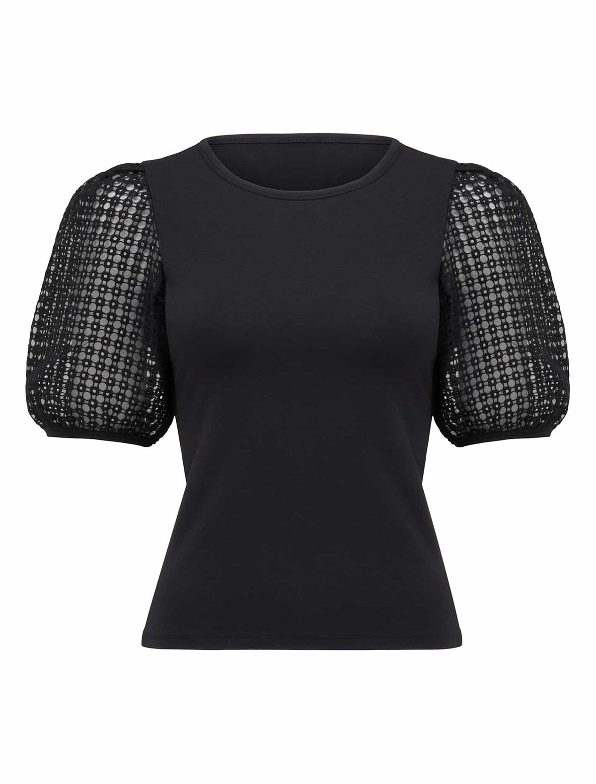 Ruby Embroidered Organza Sleeve Top Black
