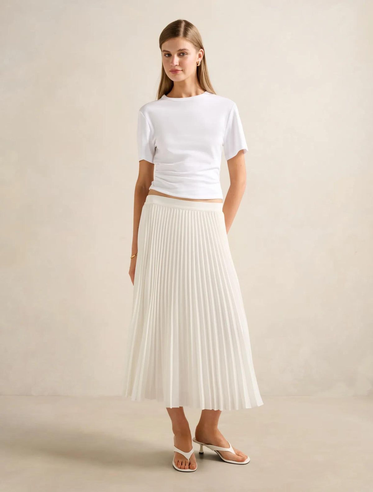 Hailee Pleated Skirt Porcelain
