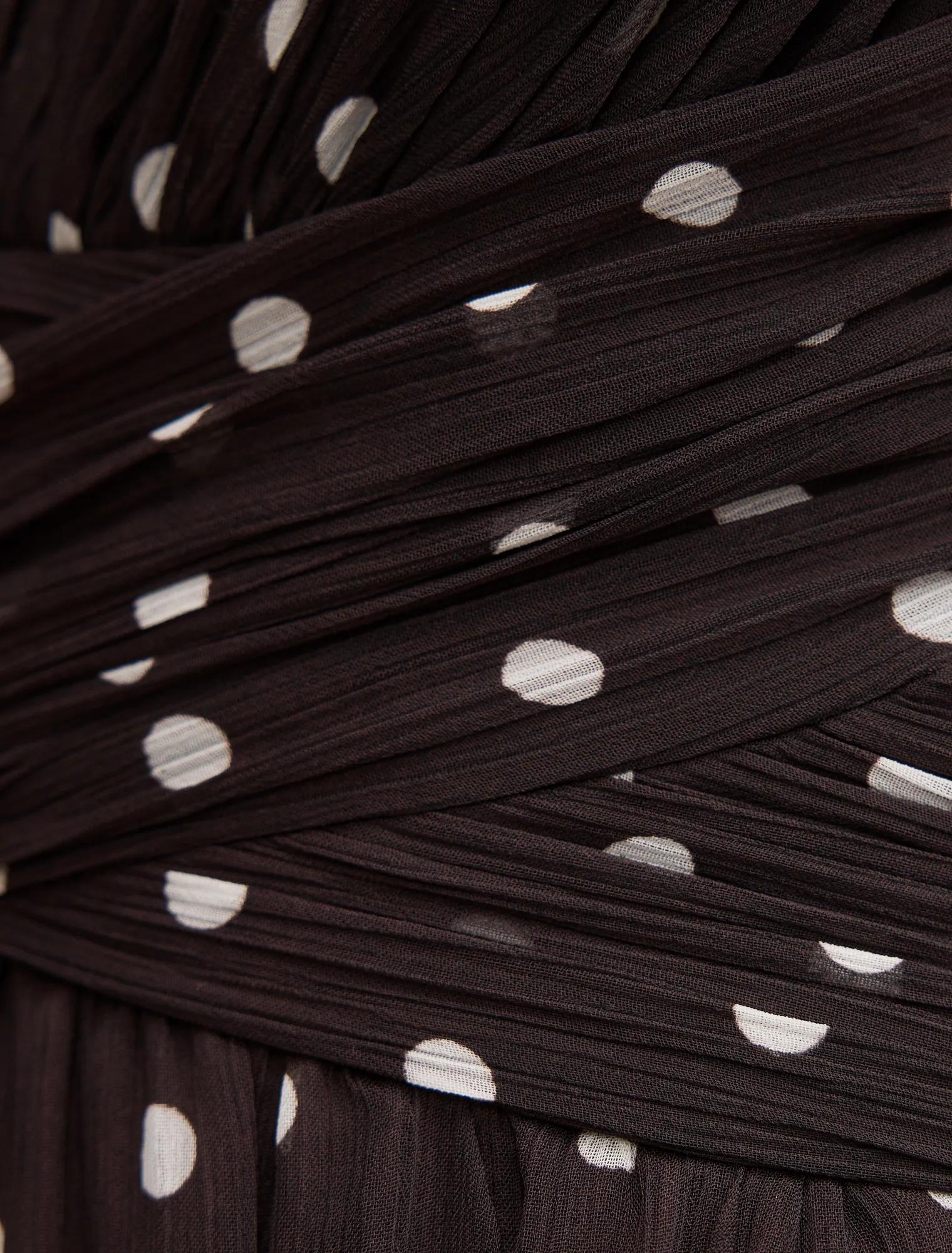 Selena Ruffle Shoulder Maxi Brown Vale Spot