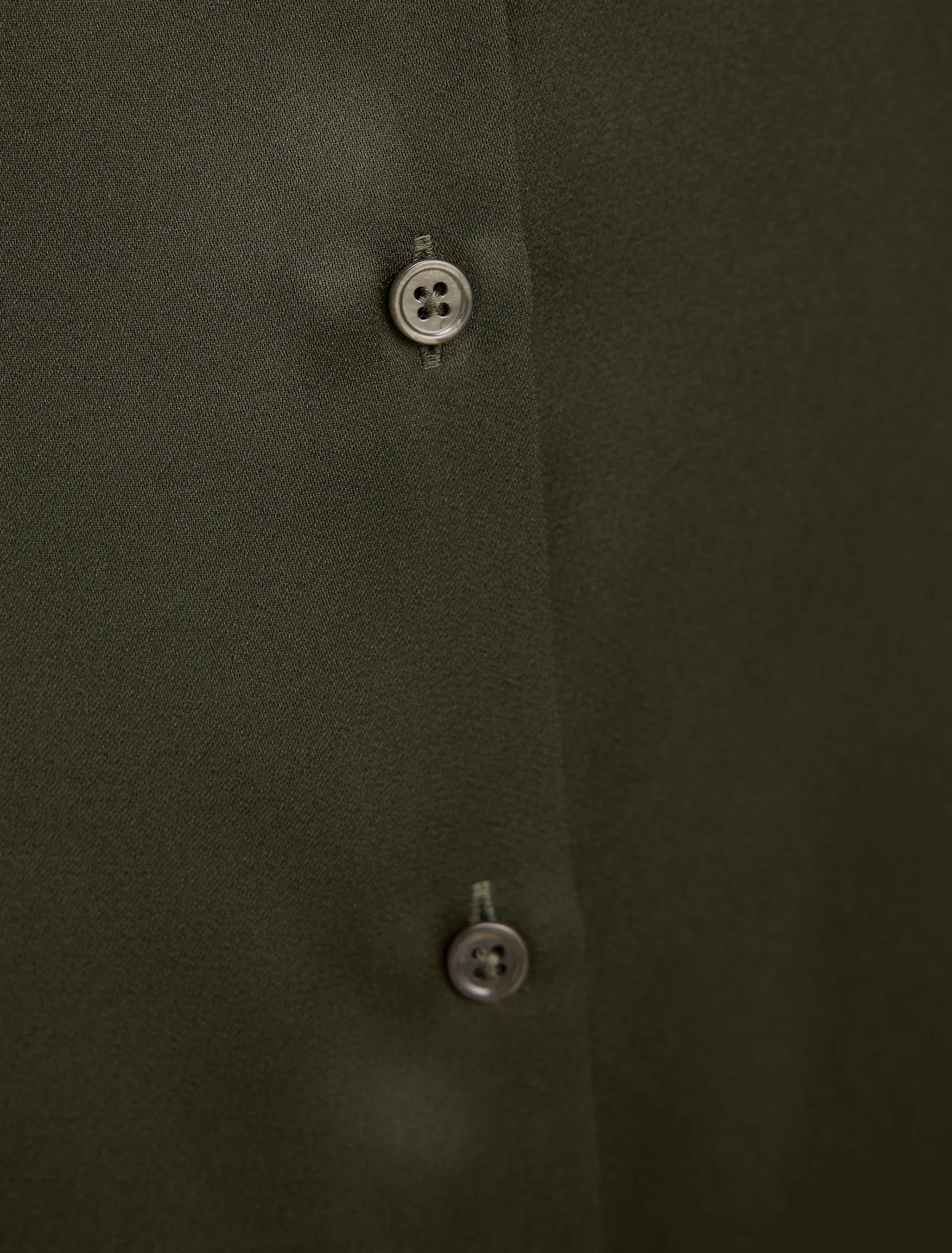 Harvey Notched Neck Satin Shirt Deep Khaki