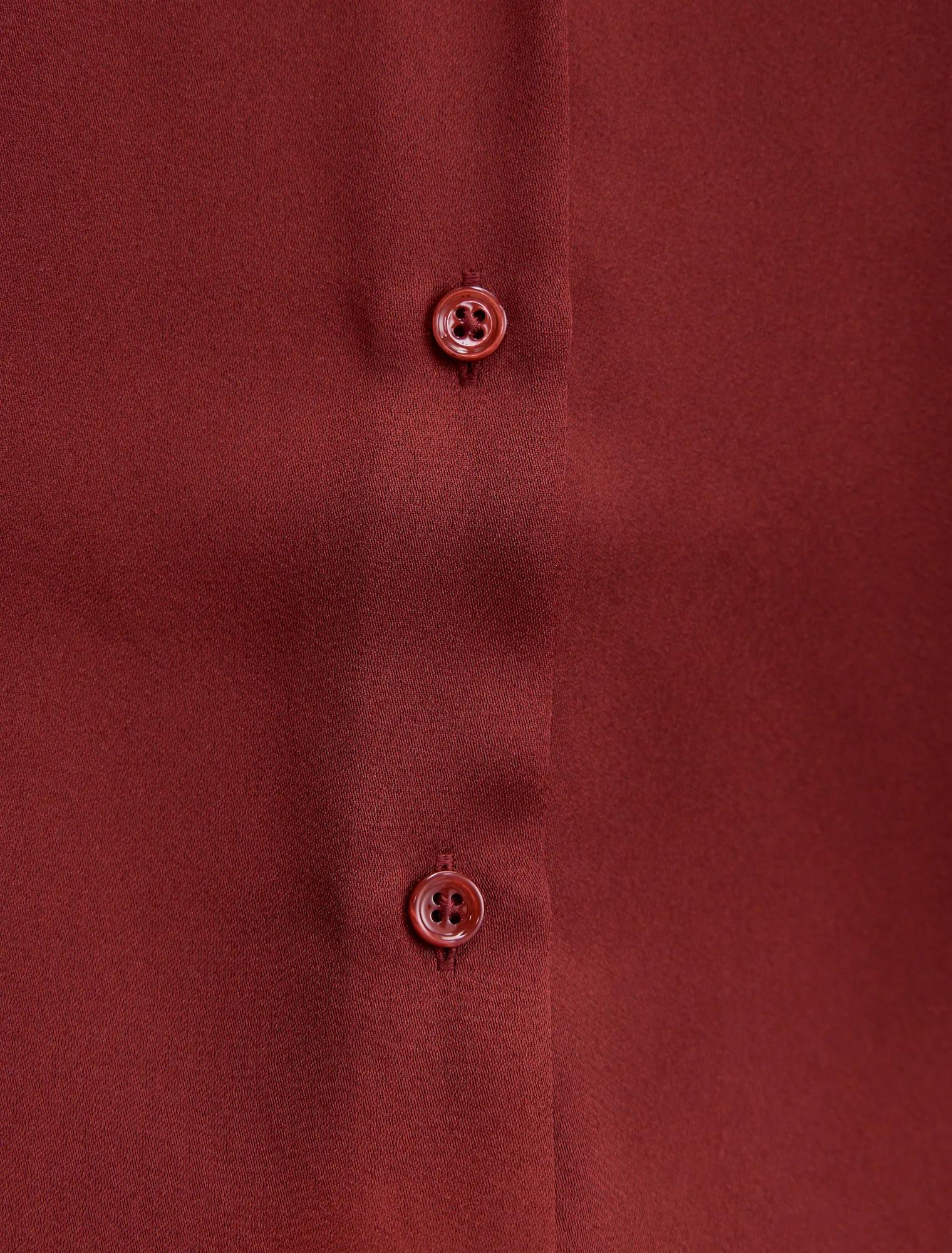 Harvey Notched Neck Satin Shirt Syrah Red