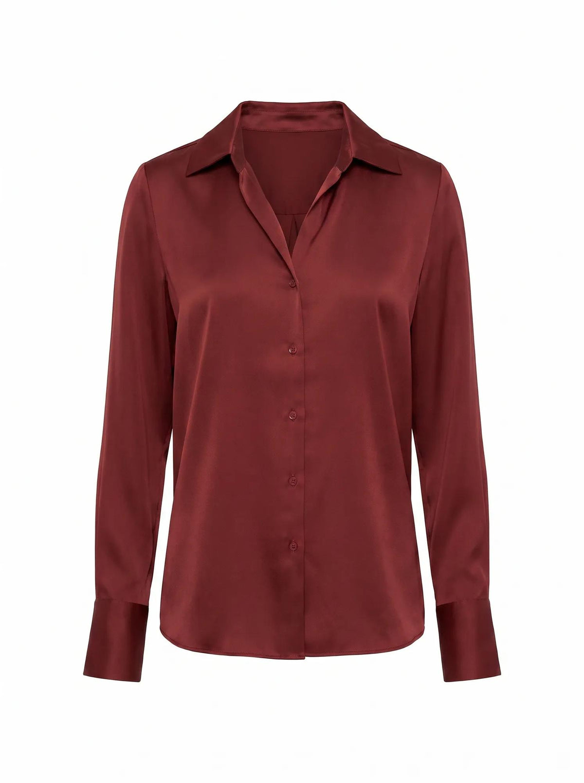 Harvey Notched Neck Satin Shirt Syrah Red_mannequin