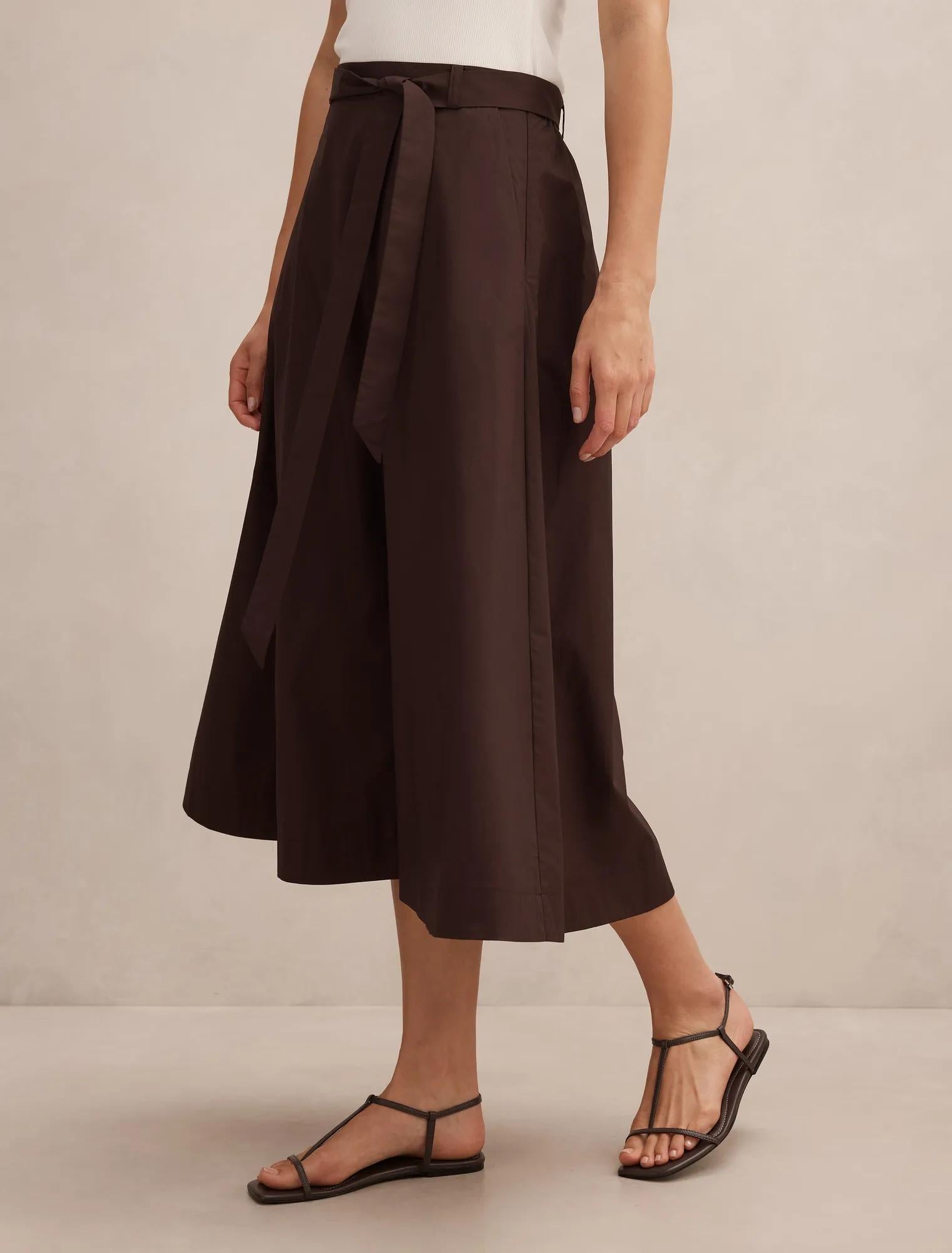 Madeleine Belted Midi Skirt Chocolate