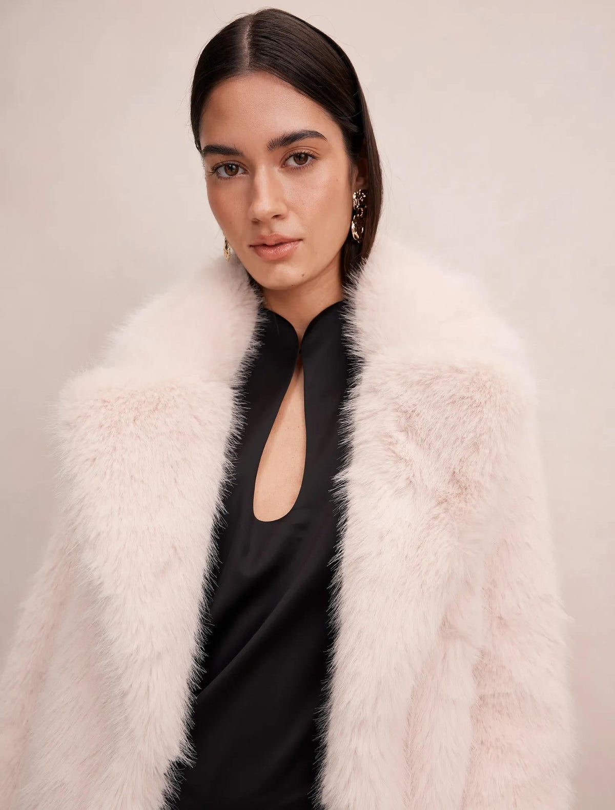 Hunter Maxi Faux Fur Coat Cream Mink