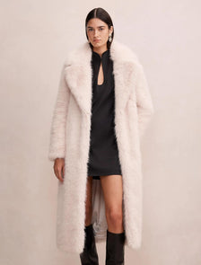 Hunter Maxi Faux Fur Coat Cream Mink