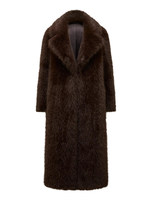 Hunter Petite Maxi Faux Fur Coat Dark Chocolate_mannequin