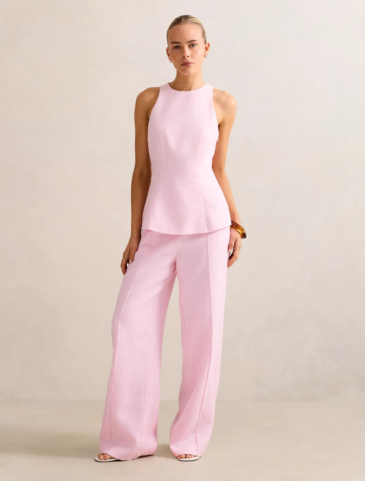 Posey Linen Wide Leg Pants Candy Hearts Set