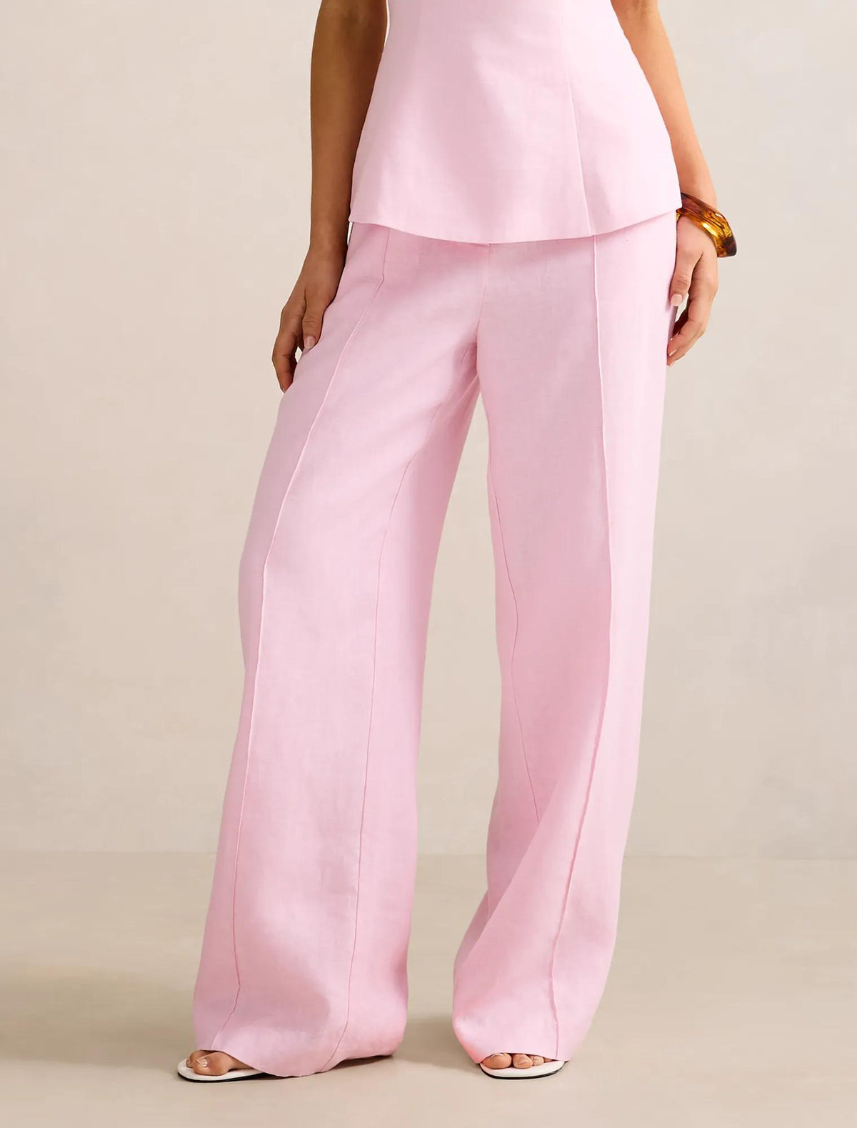 Posey Linen Wide Leg Pants Candy Hearts Set