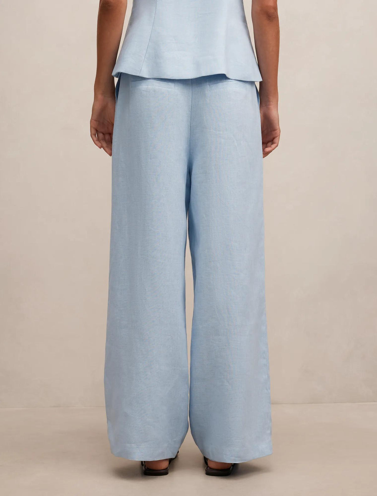 Posey Linen Wide Leg Pants Blue Set