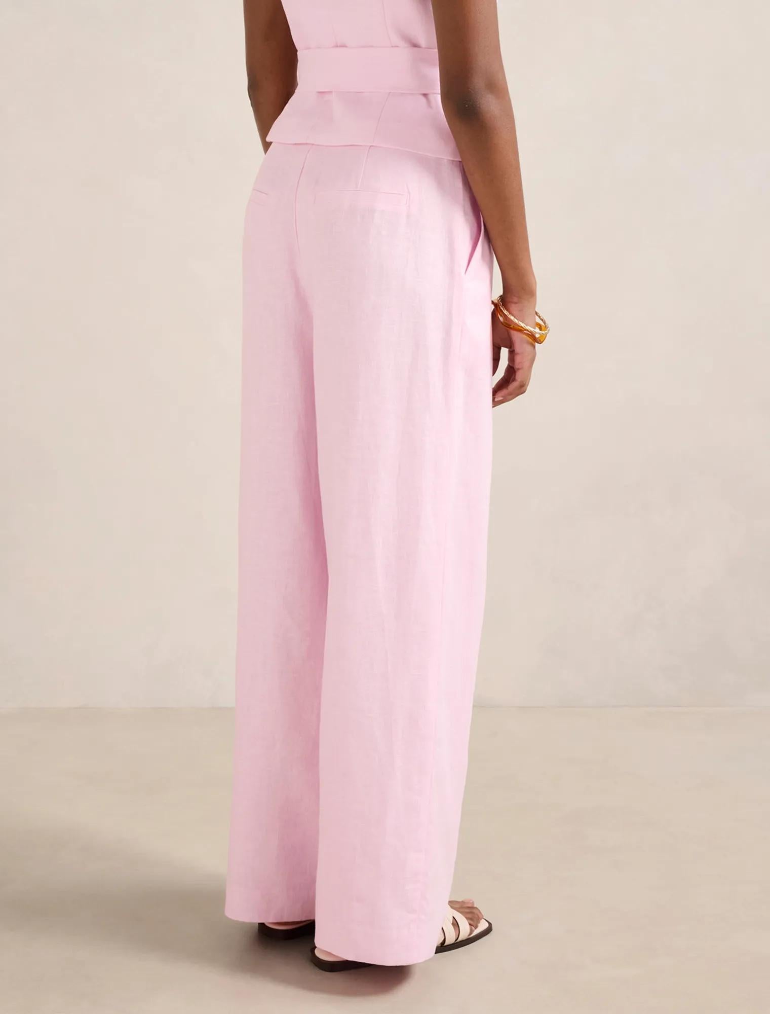 Posey Petite Linen Wide Leg Pant Cherry Blossom co-ord