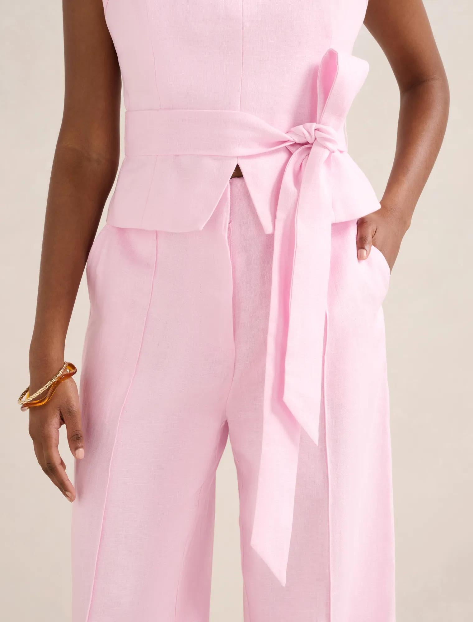 Posey Petite Linen Wide Leg Pant Cherry Blossom co-ord