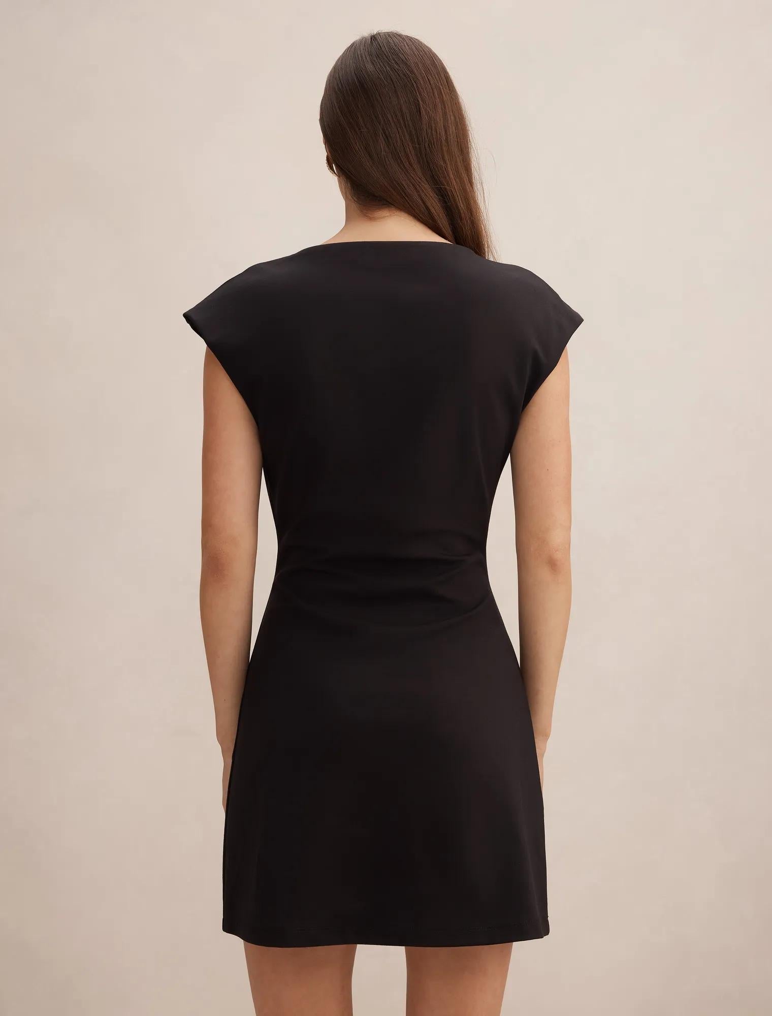 Carly Sleeveless Tuck Mini Dress Black