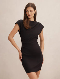 Carly Sleeveless Tuck Mini Dress Black
