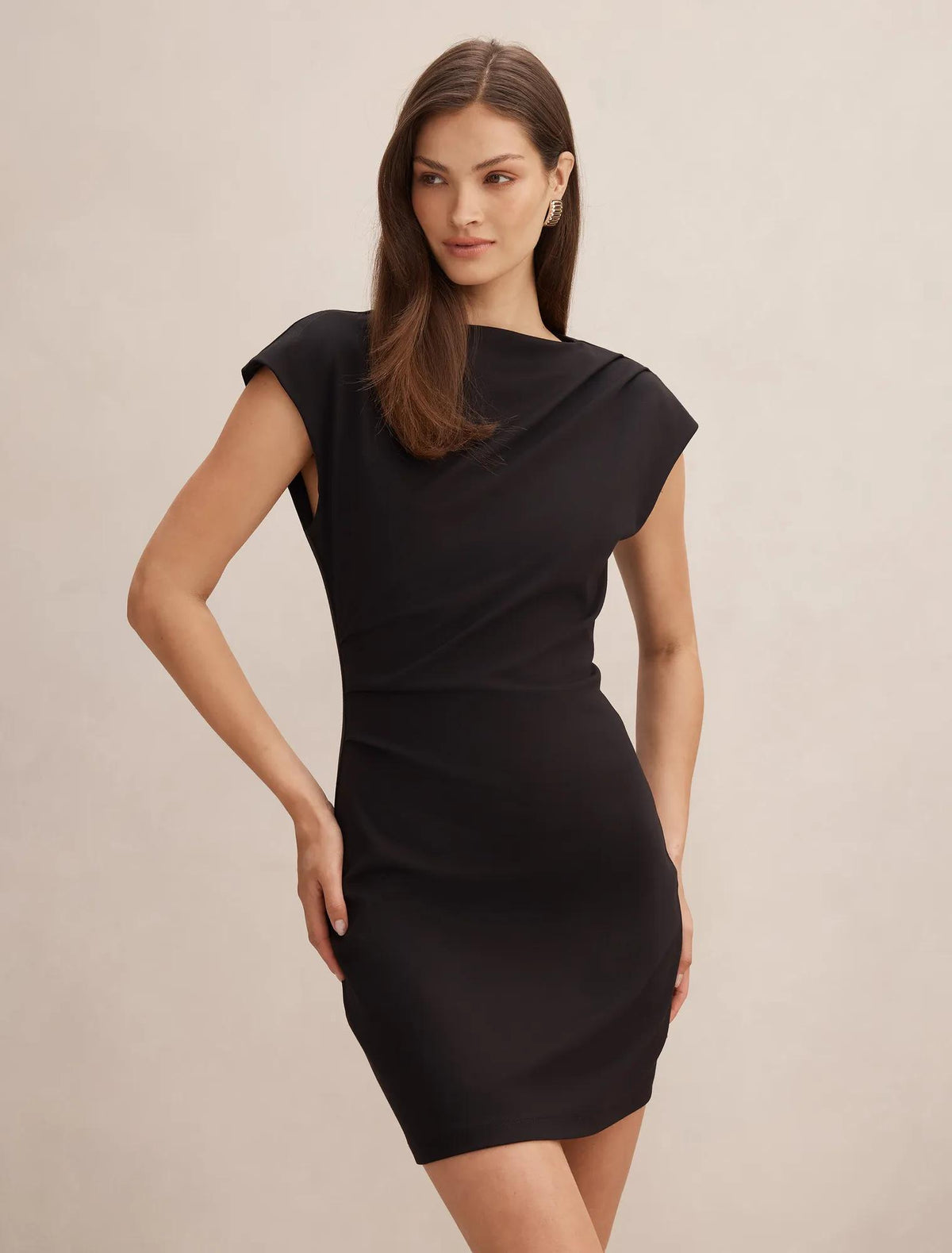 Carly Sleeveless Tuck Mini Dress Black