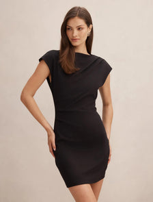 Carly Sleeveless Tuck Mini Dress Black