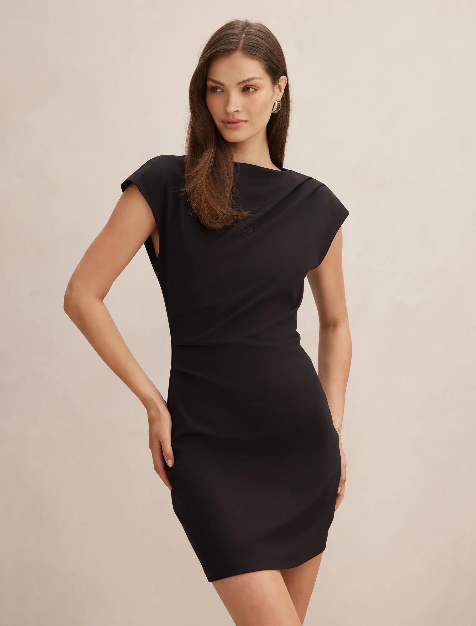 Carly Sleeveless Tuck Mini Dress Black