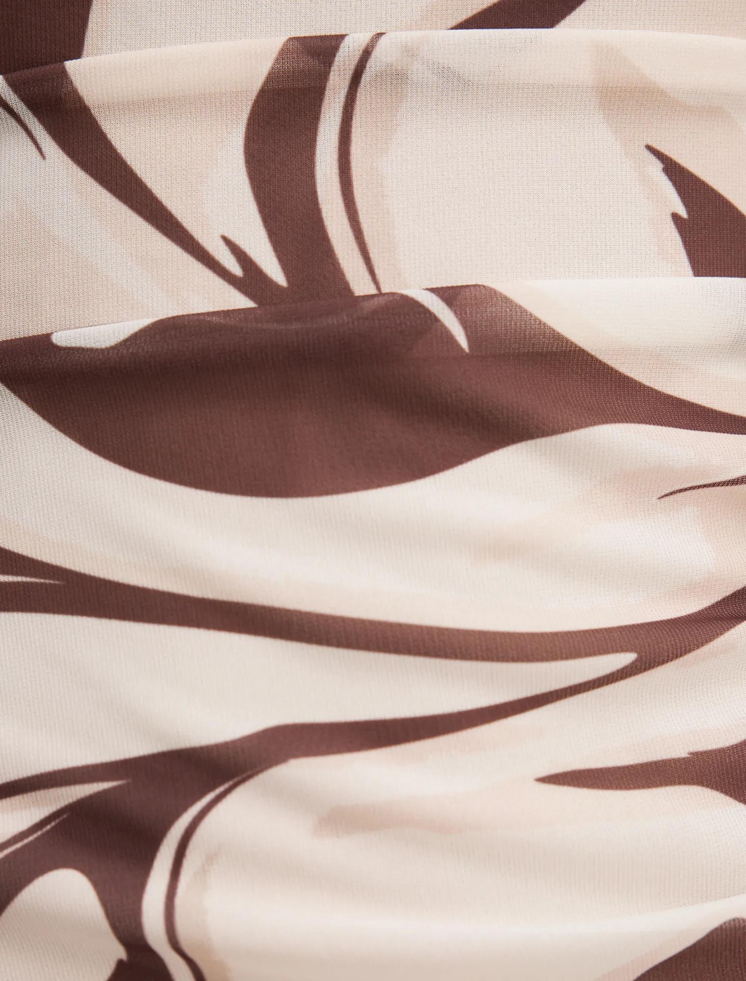 Emery Mesh Ruched Dress Umber Leaf