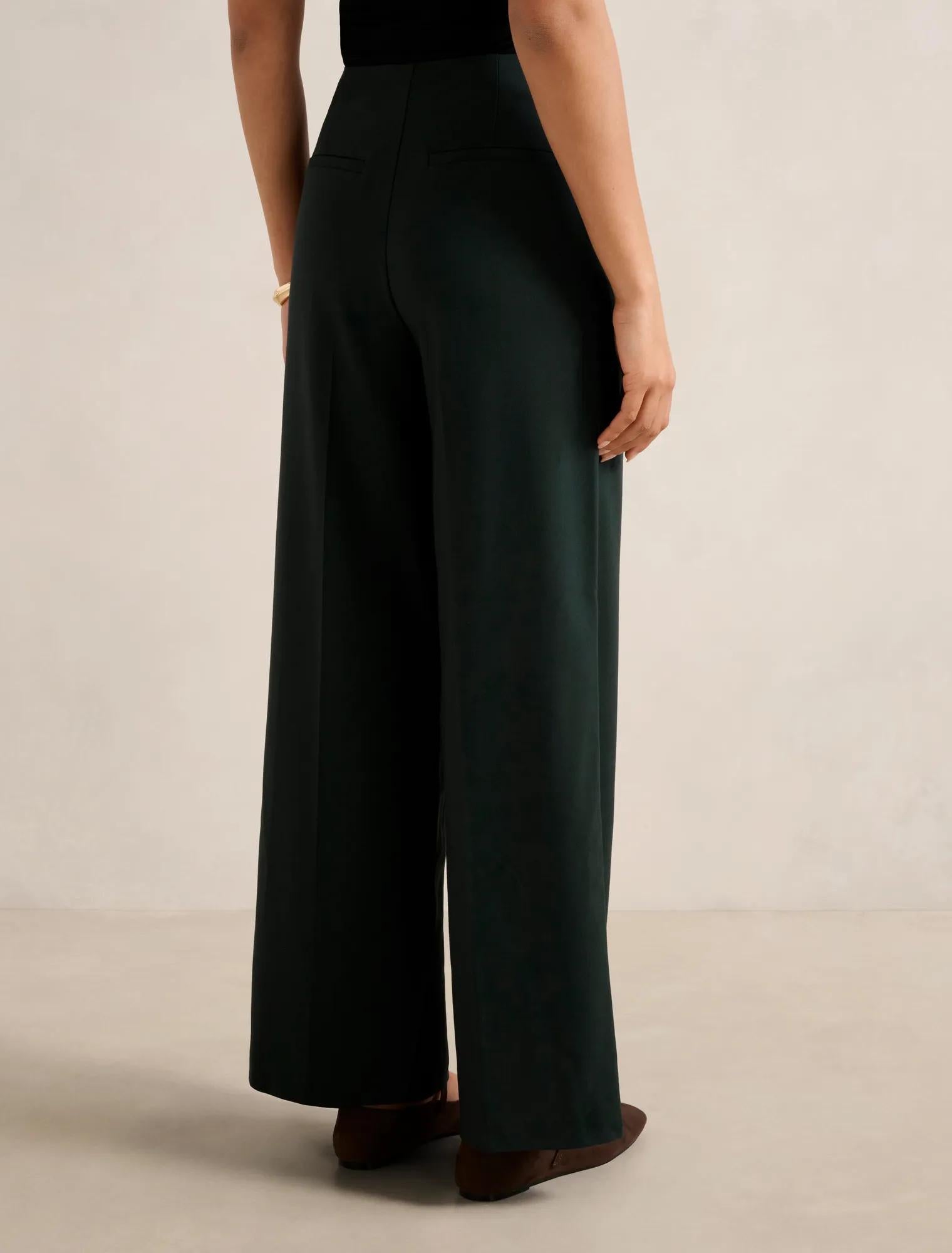 Frieda High Waist Wide Leg Pants Emerald Green Suit