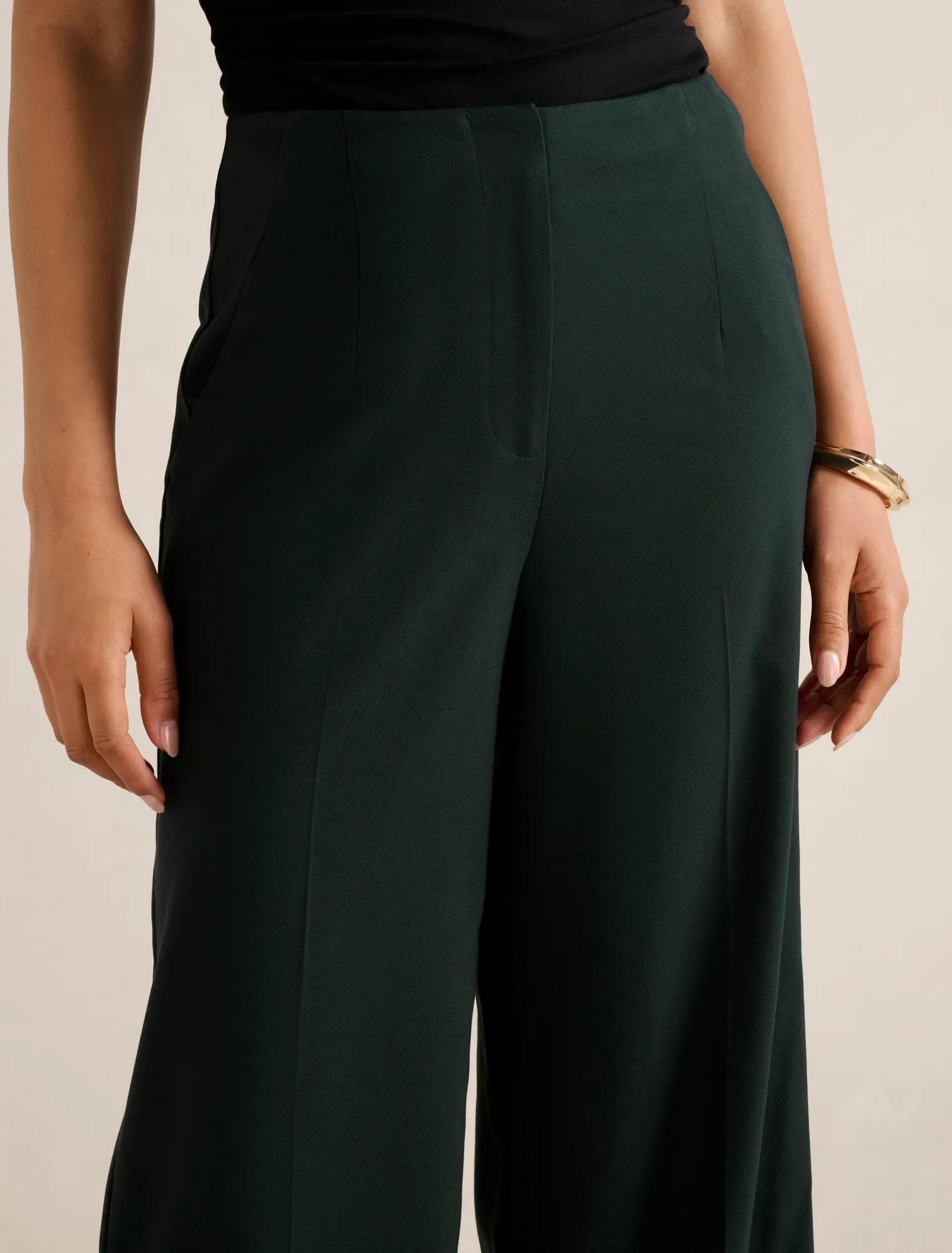 Frieda High Waist Wide Leg Pants Emerald Green Suit