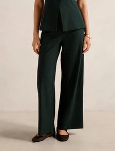 Frieda High Waist Wide Leg Pants Emerald Green Suit