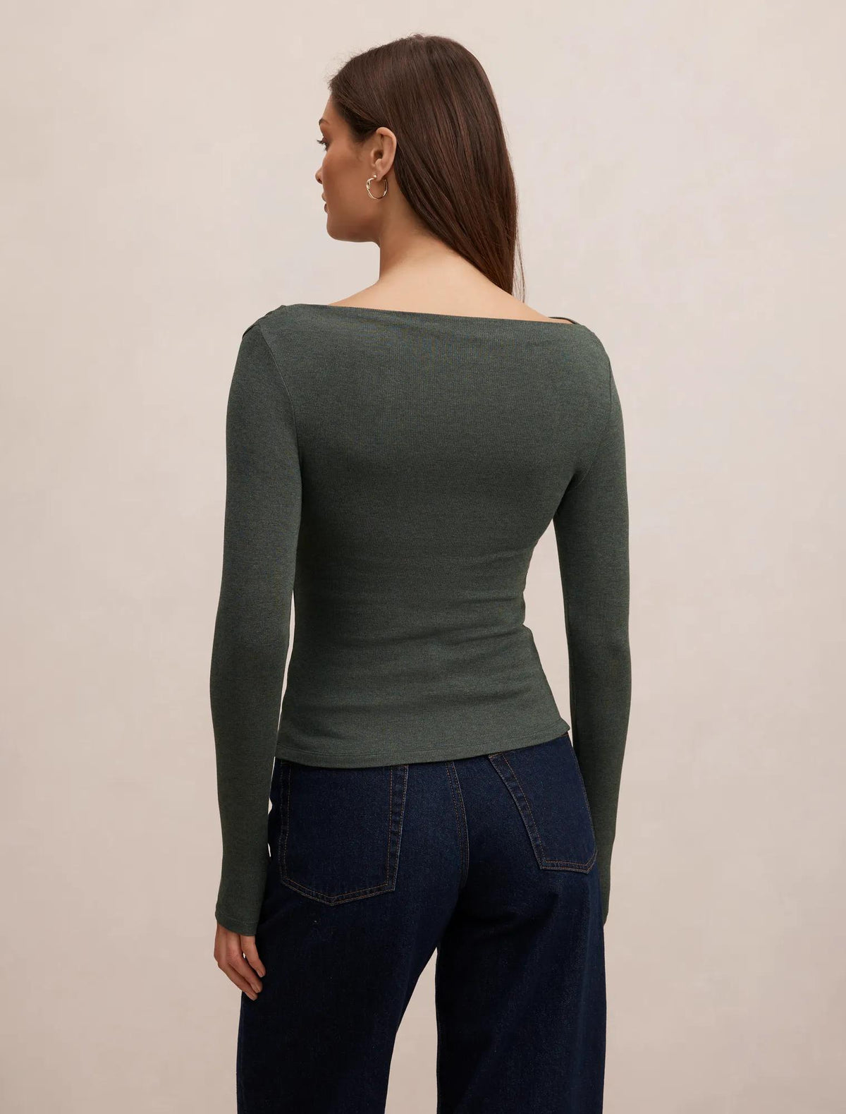Jasmine Straight Neck Top Thyme Marle