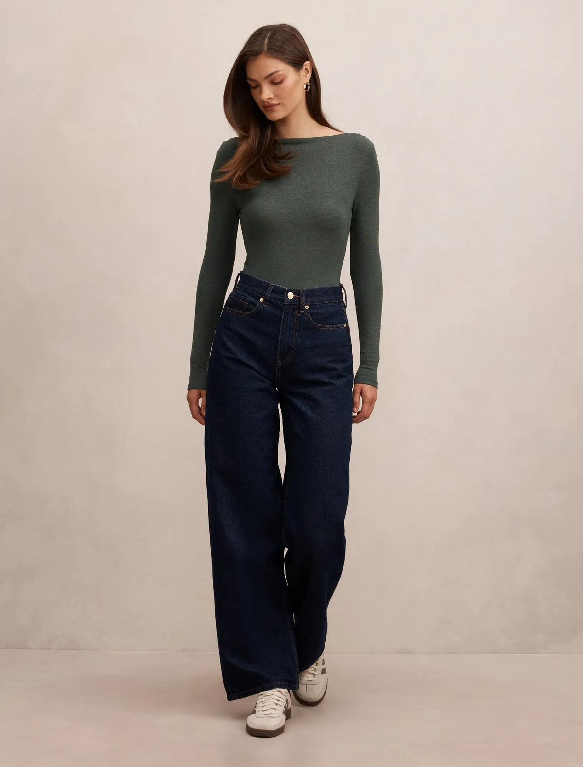 Jasmine Straight Neck Top Thyme Marle