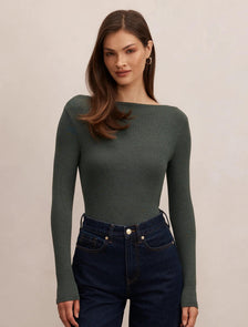 Jasmine Straight Neck Top Thyme Marle