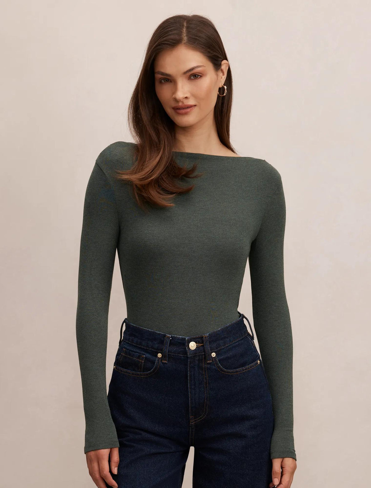 Jasmine Straight Neck Top Thyme Marle