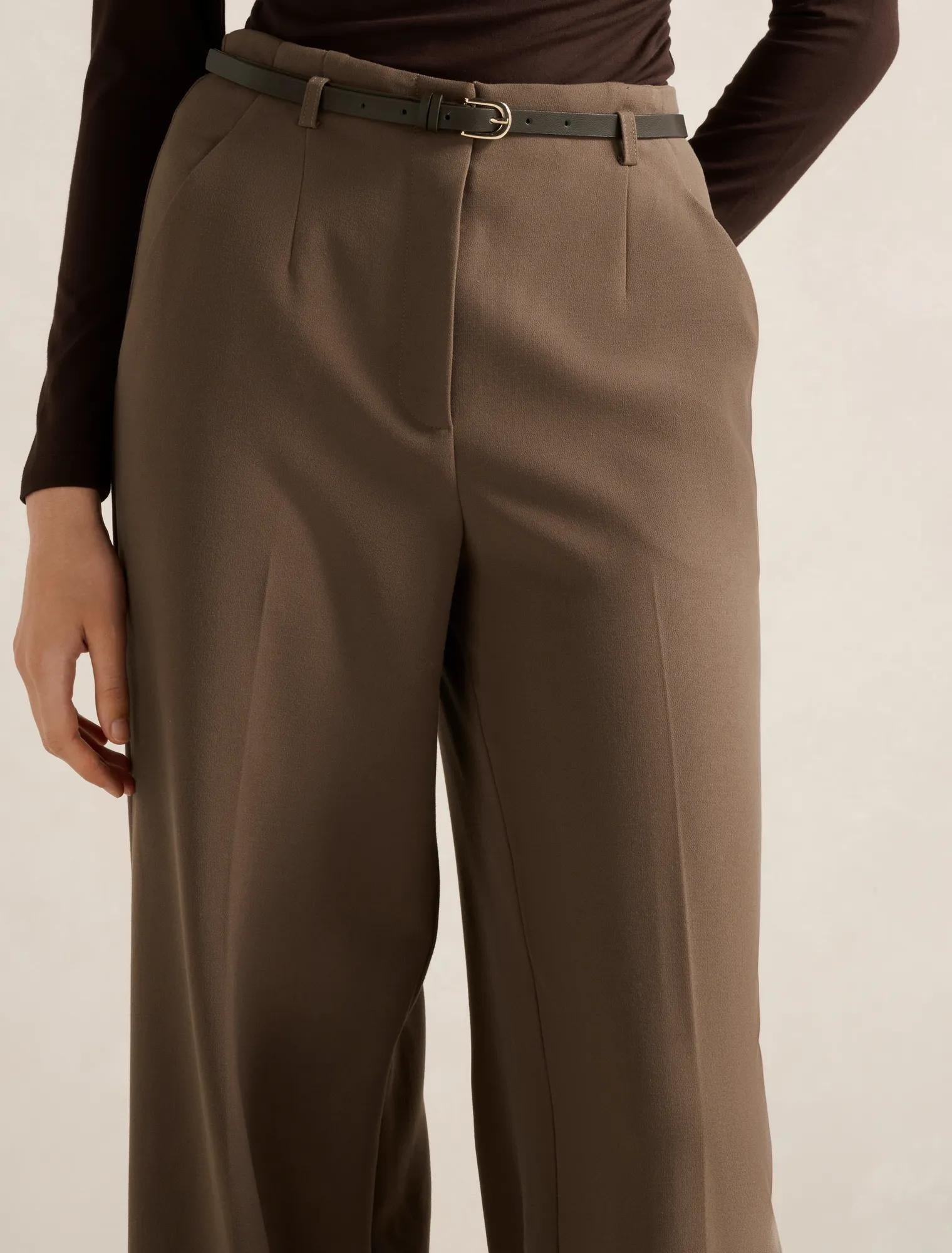 Chantelle Belted Wide Leg Pant Mocha