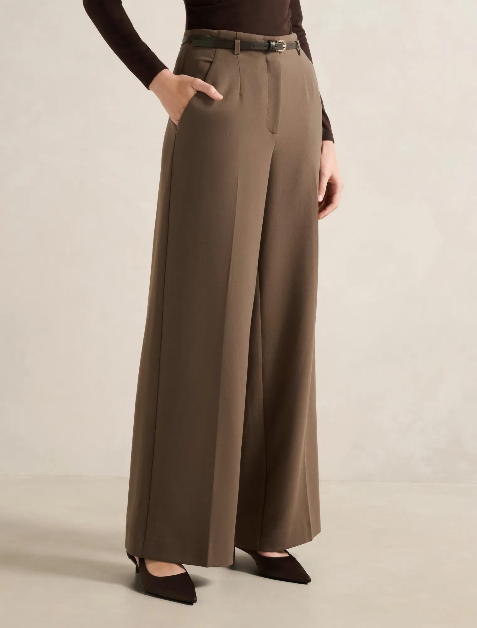 Chantelle Belted Wide Leg Pant Mocha