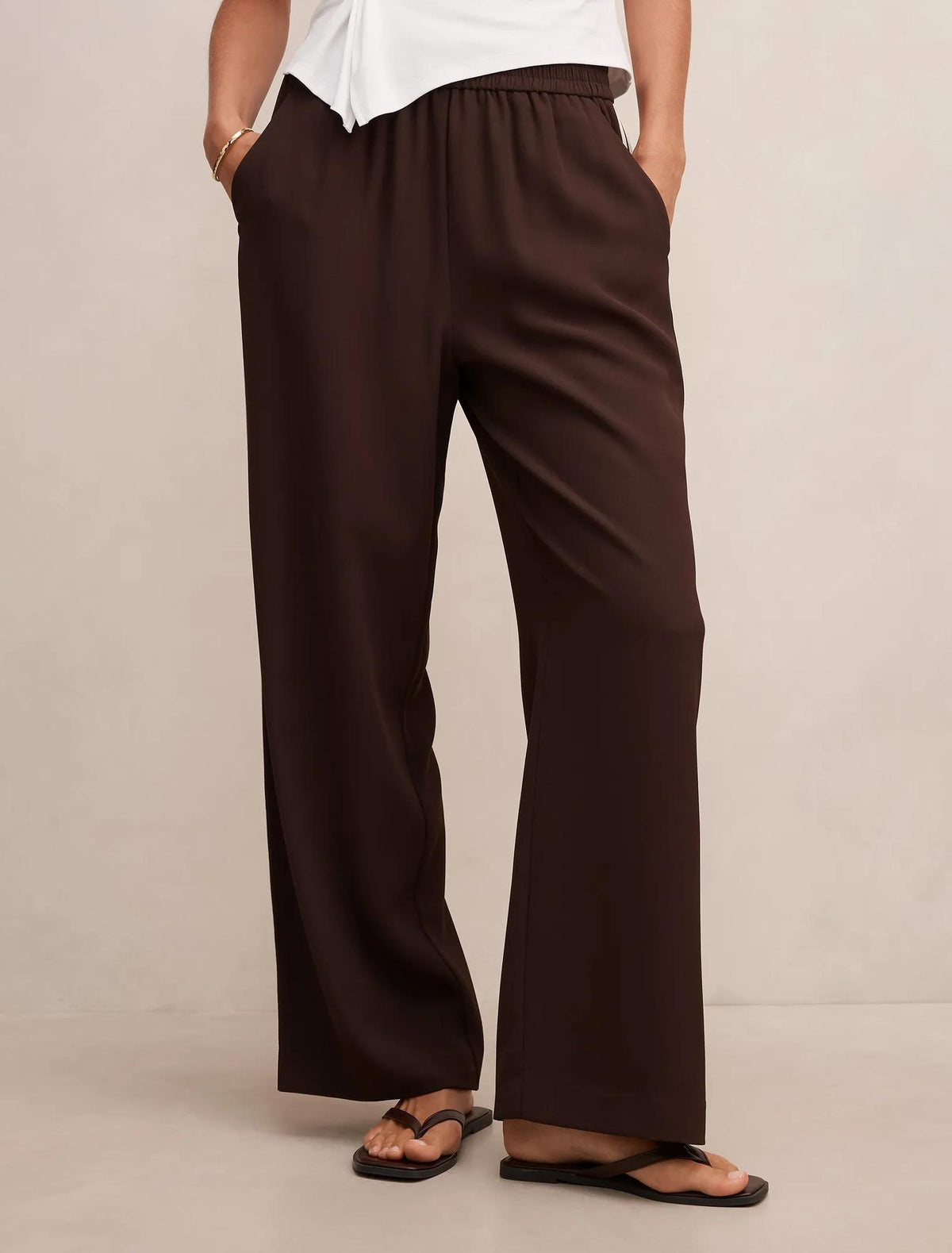 Aleyna Side Stripe Wide Leg Pant Chocolate