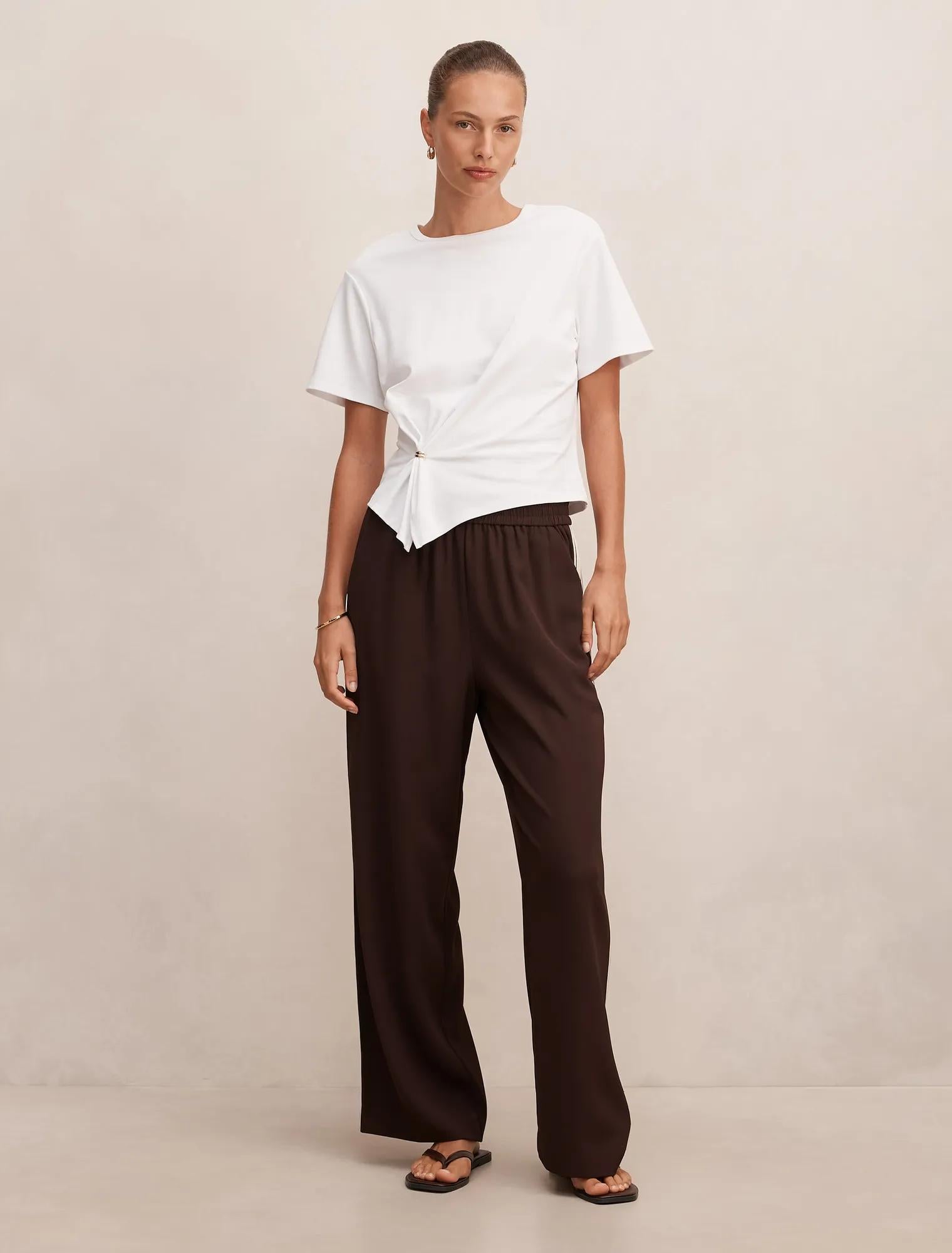 Aleyna Side Stripe Wide Leg Pant Chocolate – Ever New