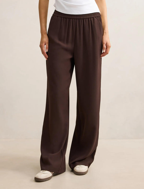 Aleyna Side Stripe Wide Leg Pant Chocolate