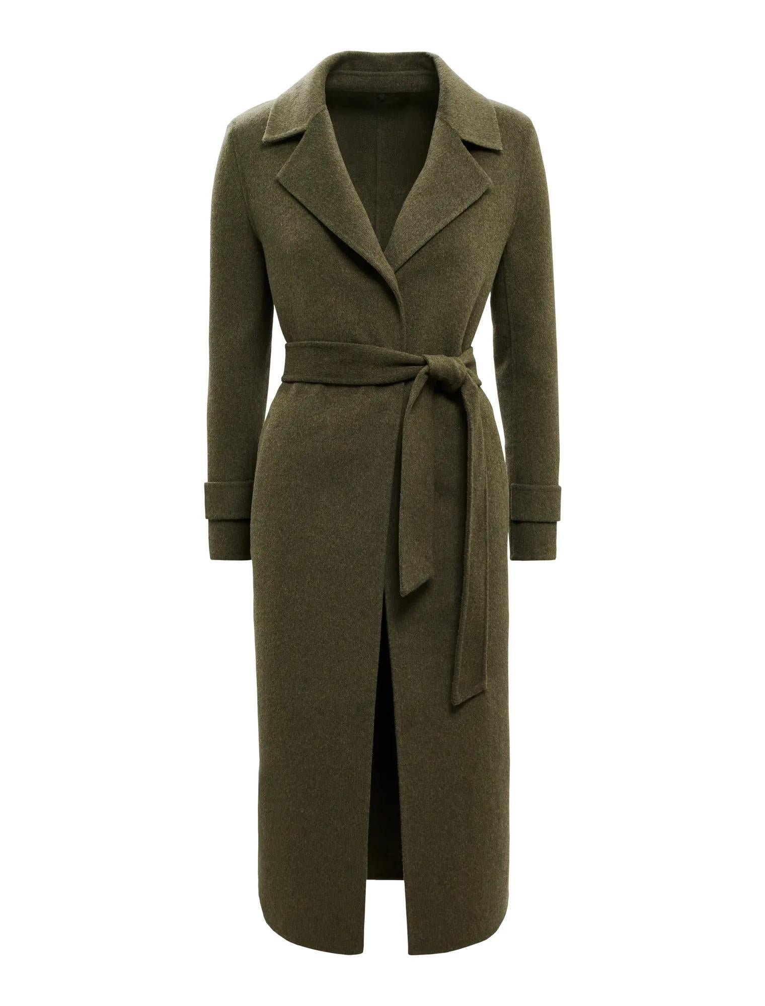 Natalie Felled Seam Coat Forest Green_mannequin