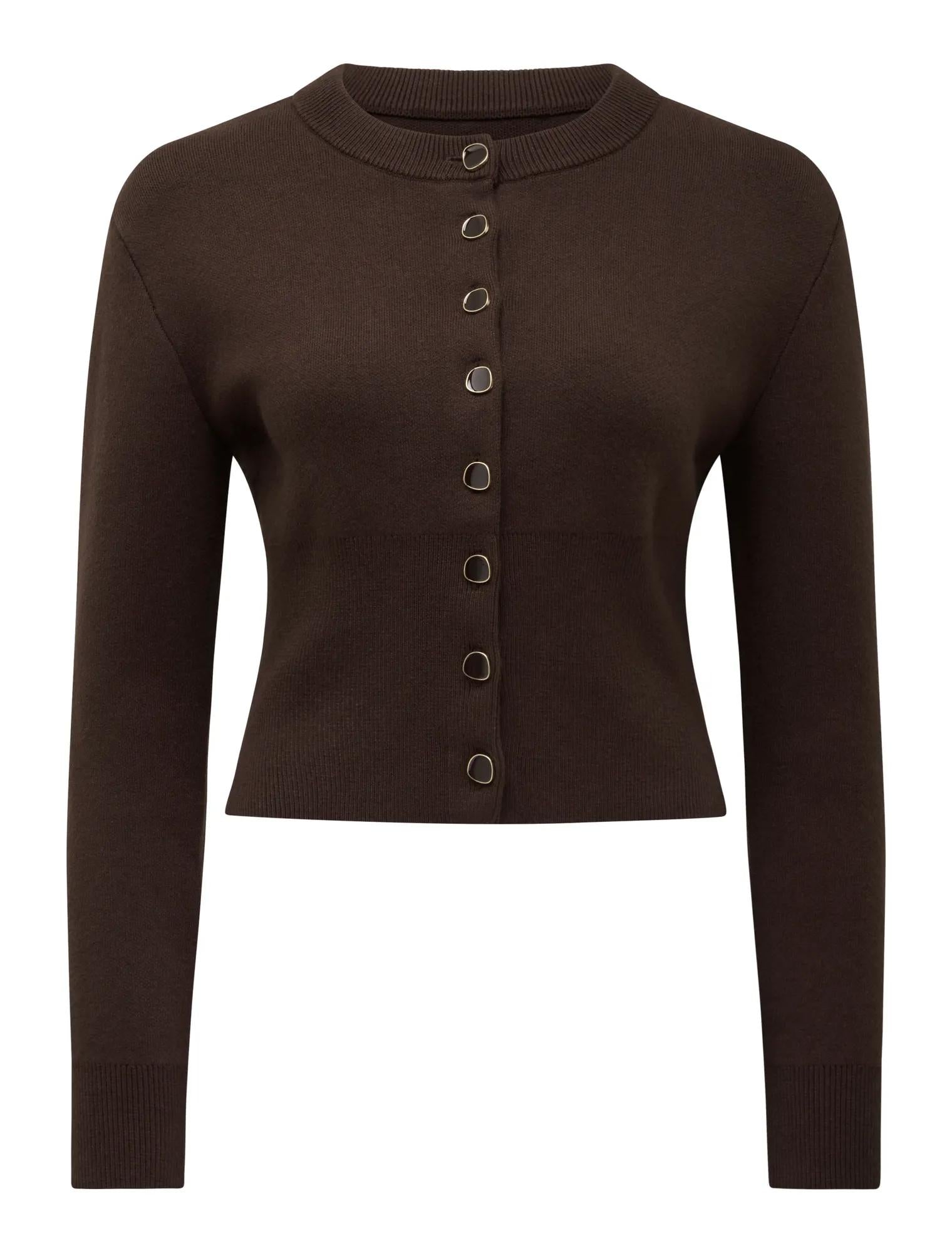 Ally Co-ord Knit Cardigan Chocolate_mannequin