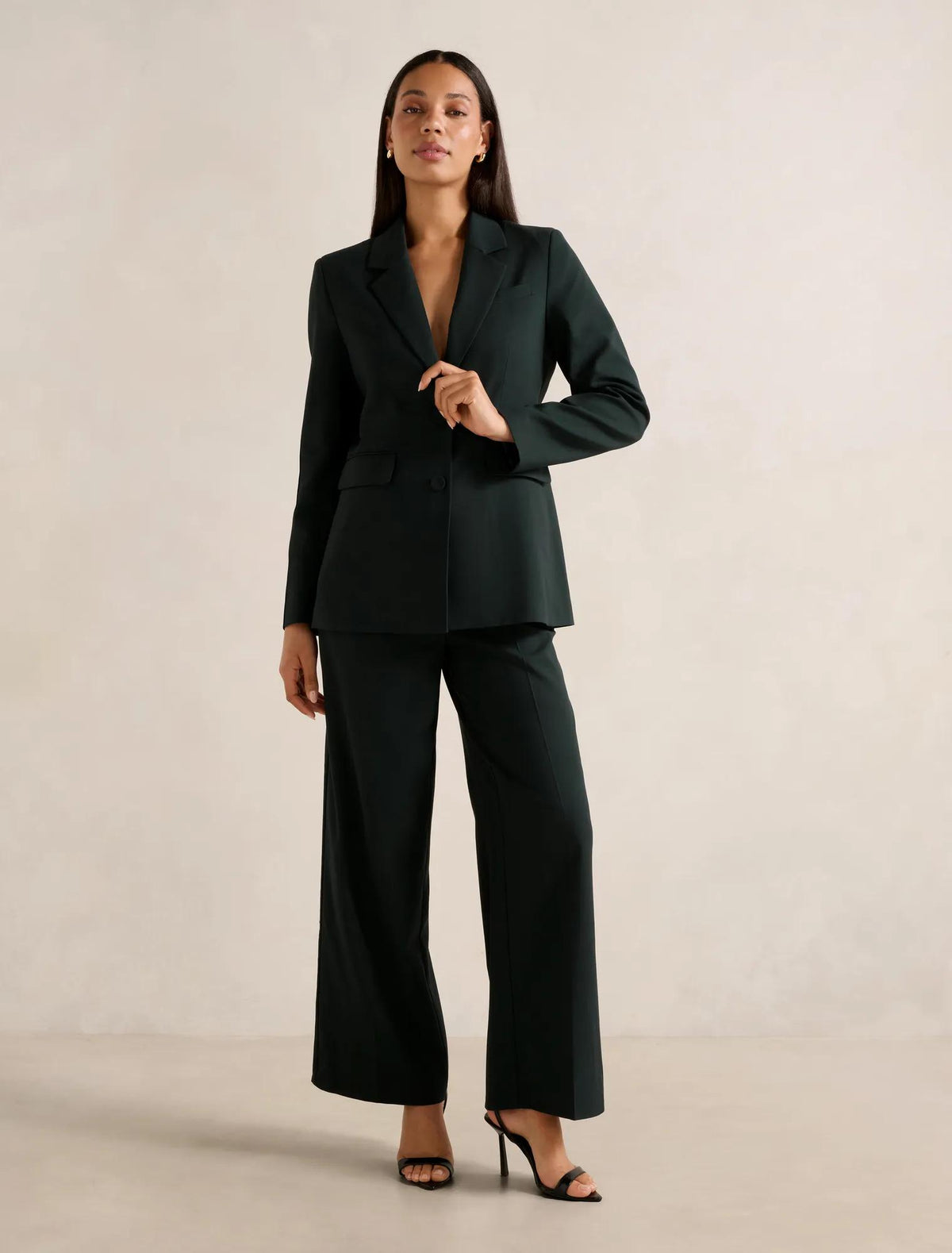 Clarette Nipped Waist Blazer Emerald Green Suit