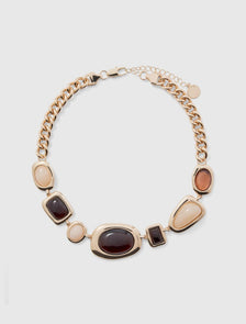 Signature Sylvia Stone Necklace Cocoa/Gold_mannequin