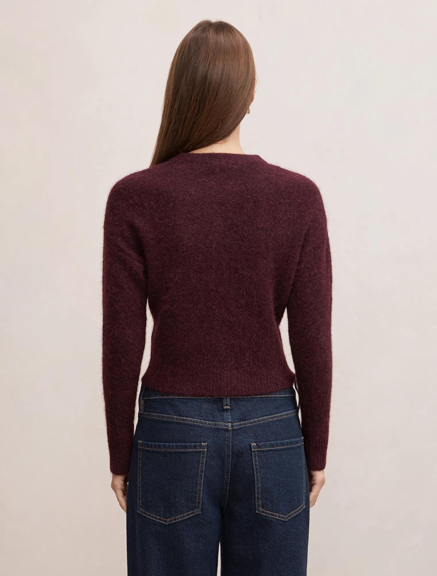 Tilly Crew Neck Cardigan Elderberry