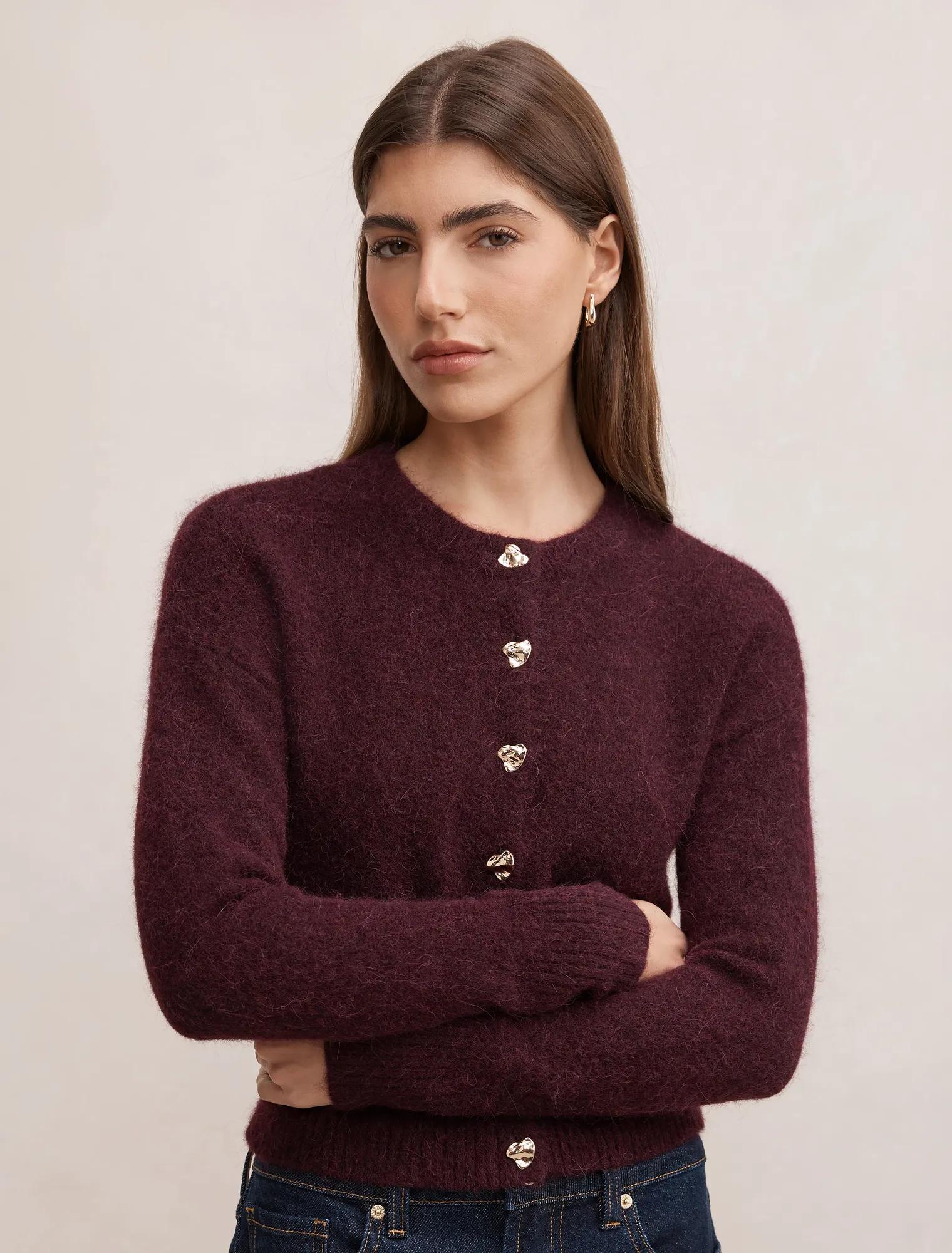 Tilly Crew Neck Cardigan Elderberry