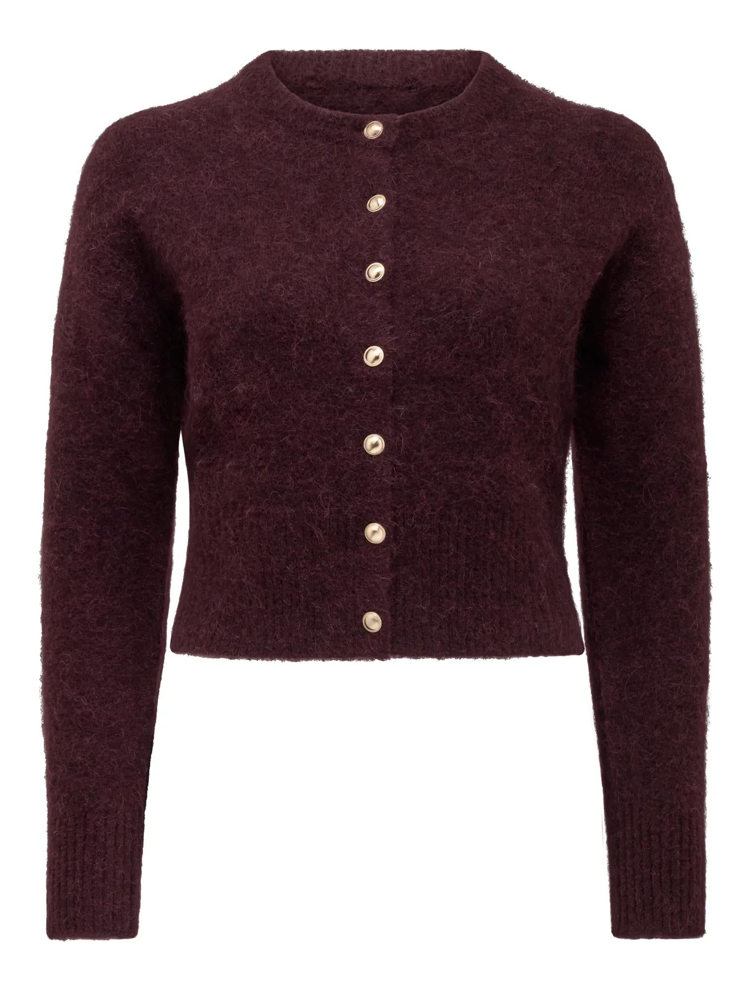 Tilly Crew Neck Cardigan Elderberry_mannequin