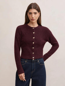 Tilly Crew Neck Cardigan Elderberry