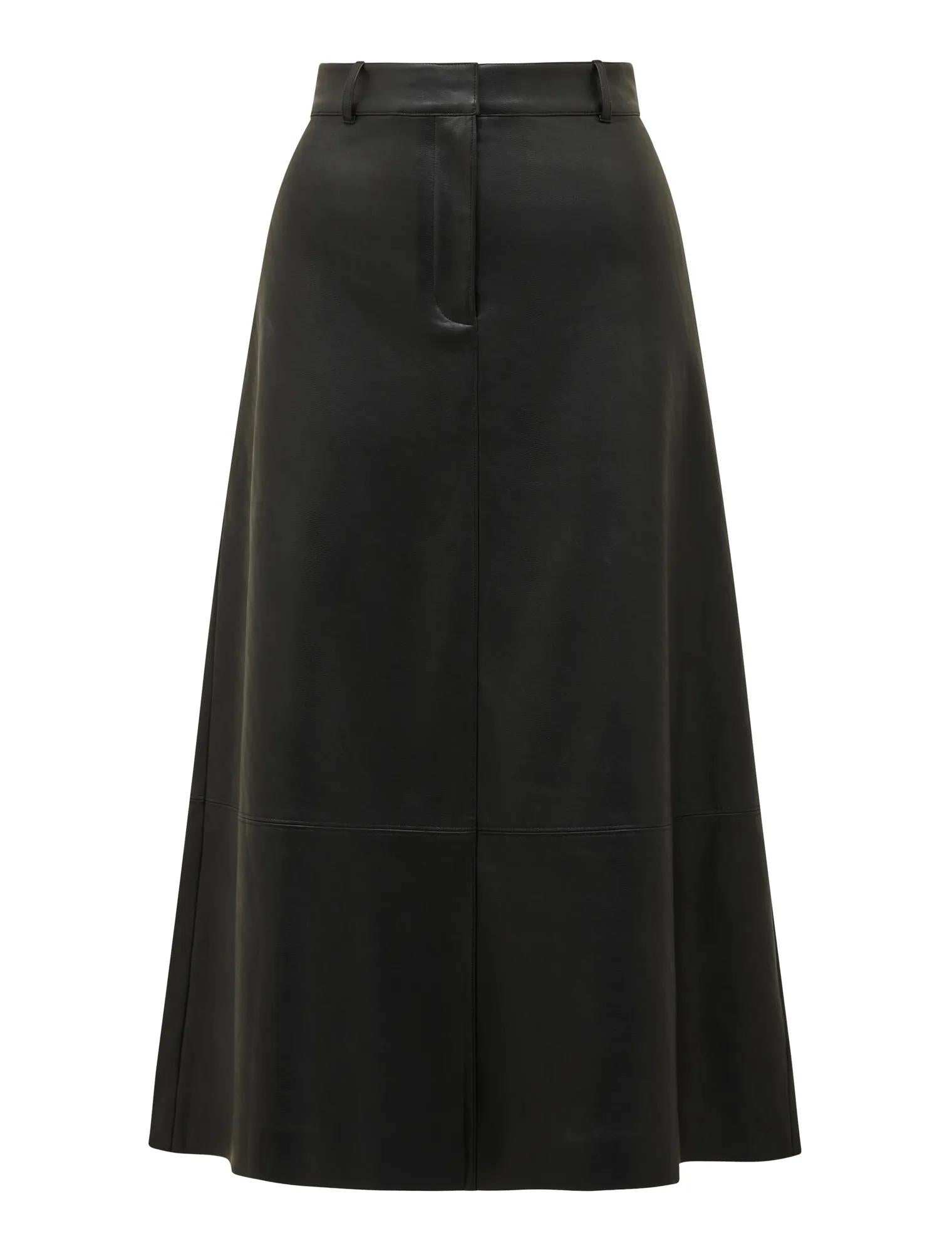 Jaelyn Vegan Leather Midi Skirt Black_mannequin
