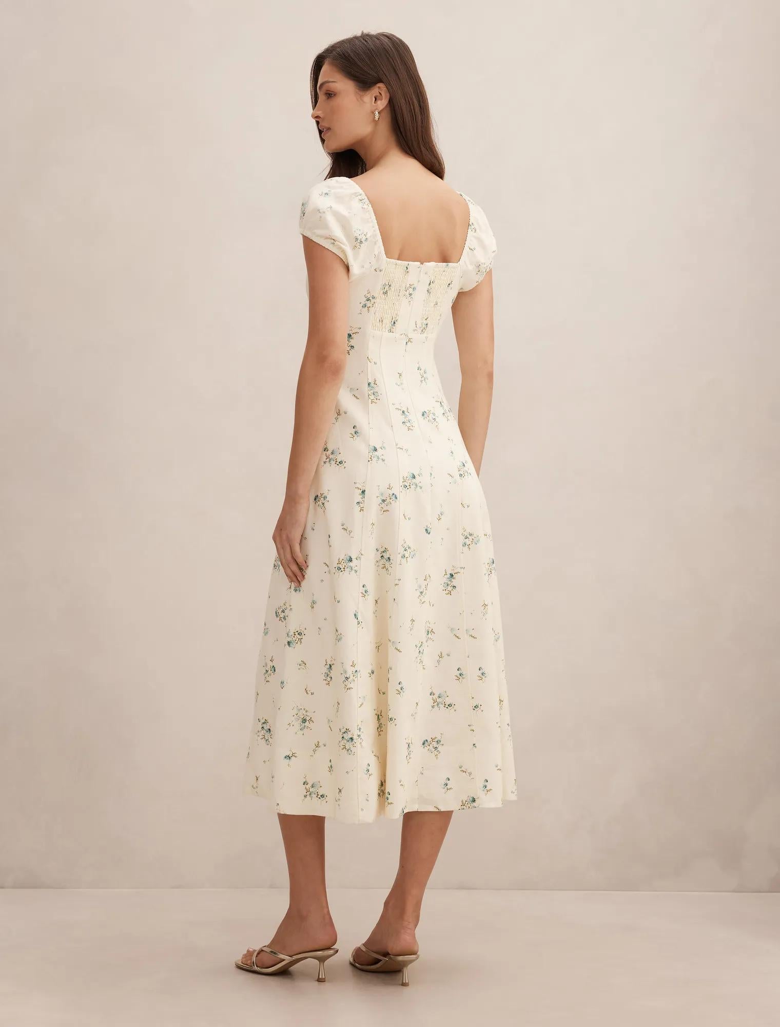 Sallie Tie Front Midi Dress Elmira Ditsy