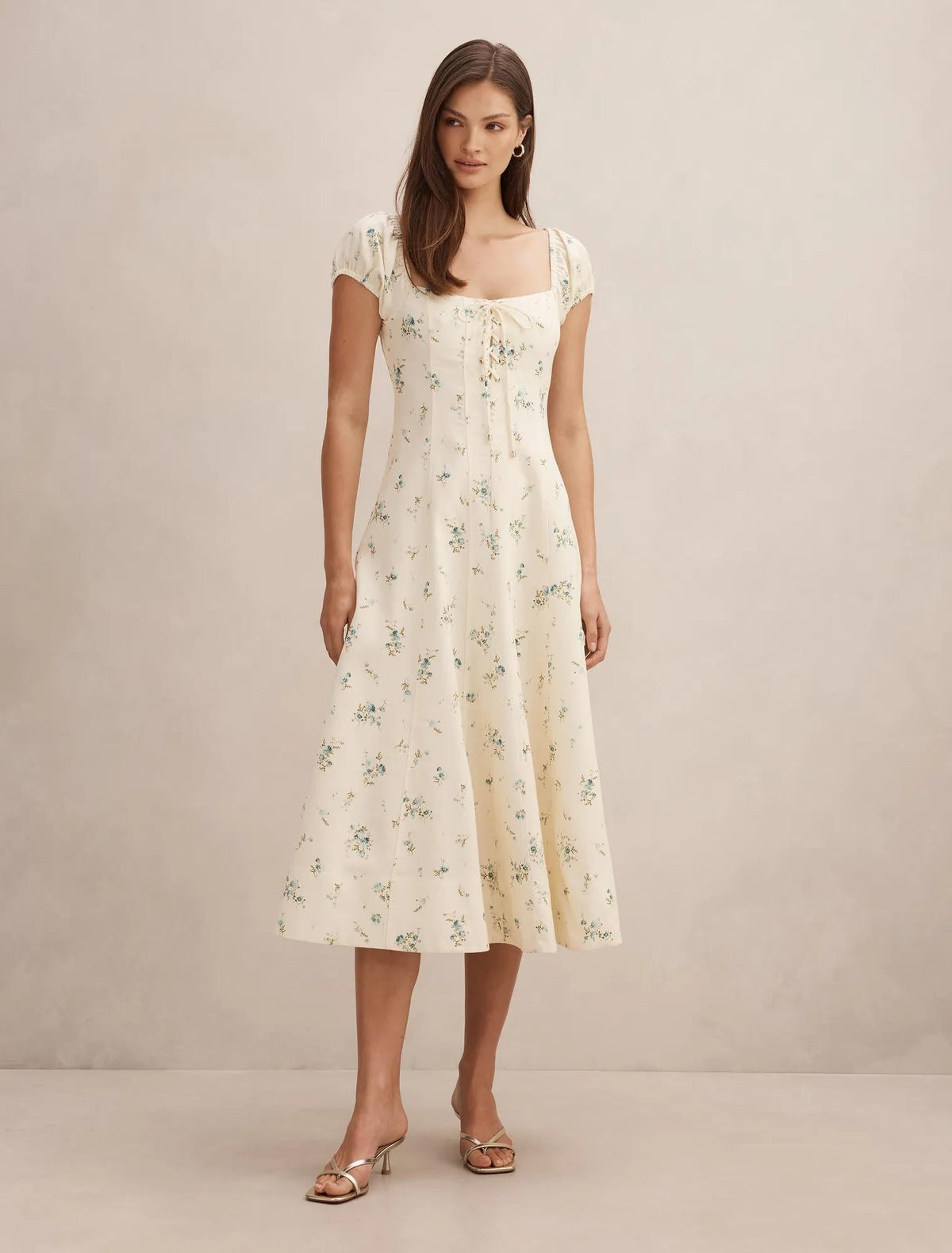 Sallie Tie Front Midi Dress Elmira Ditsy