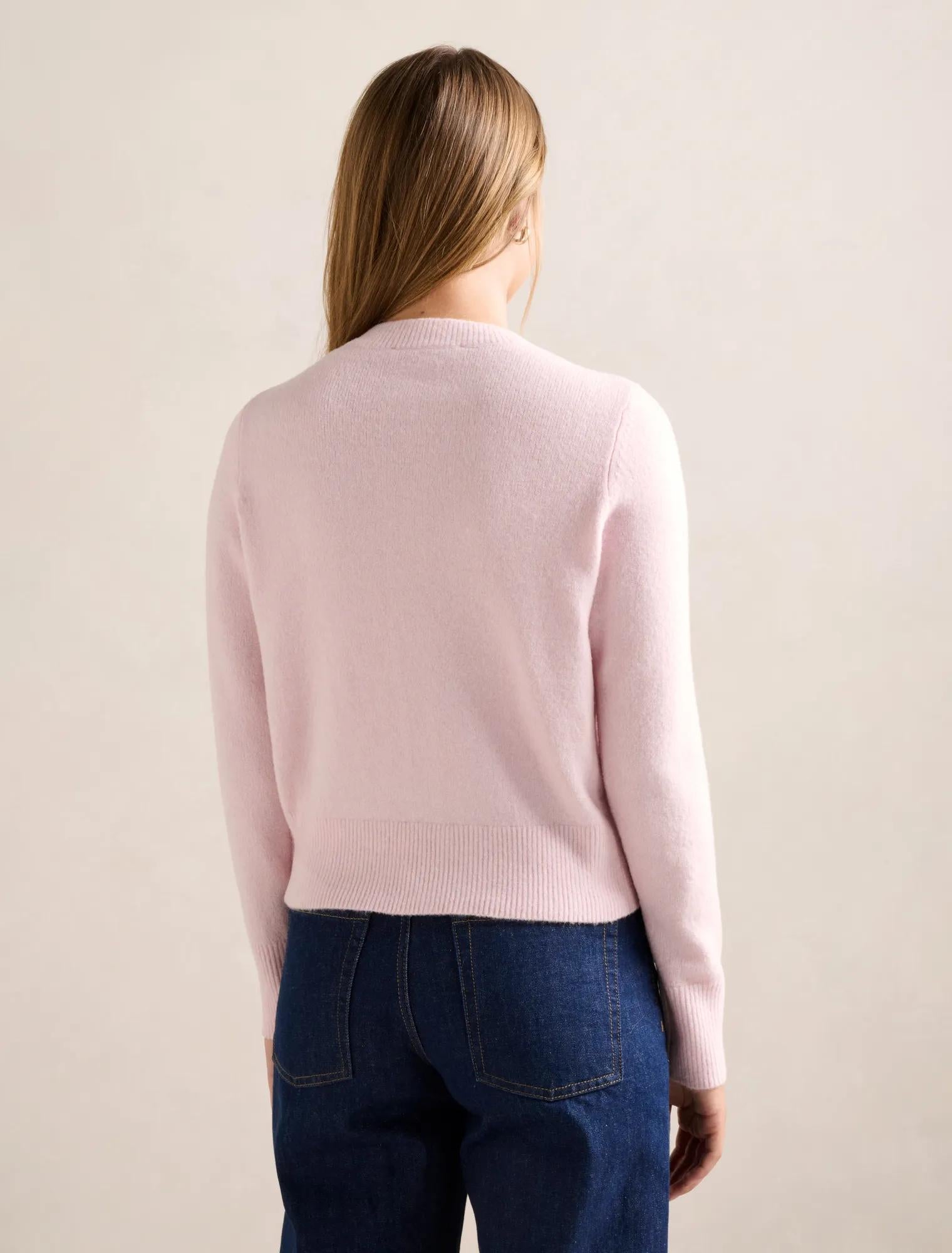 May Crew Neck Cardigan Soft Pink