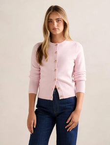 May Crew Neck Cardigan Soft Pink