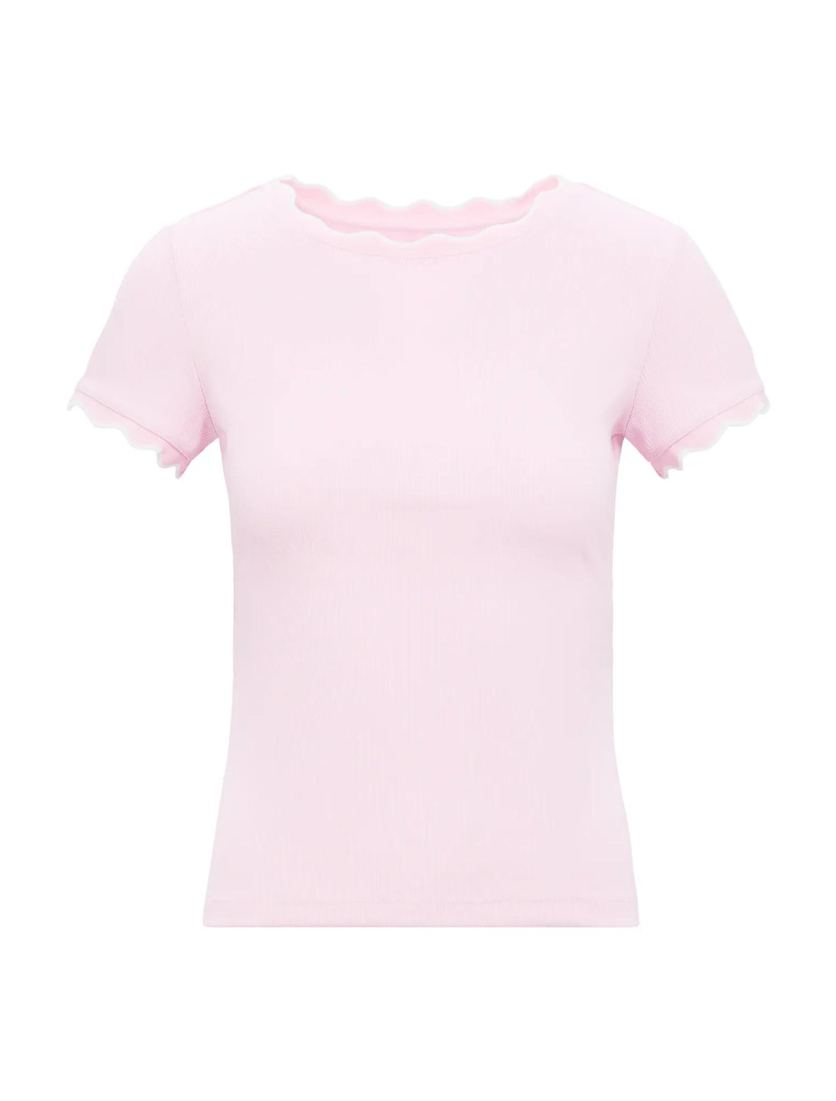 Rebecca Scallop Trim Tee Pink / Porcelain_mannequin