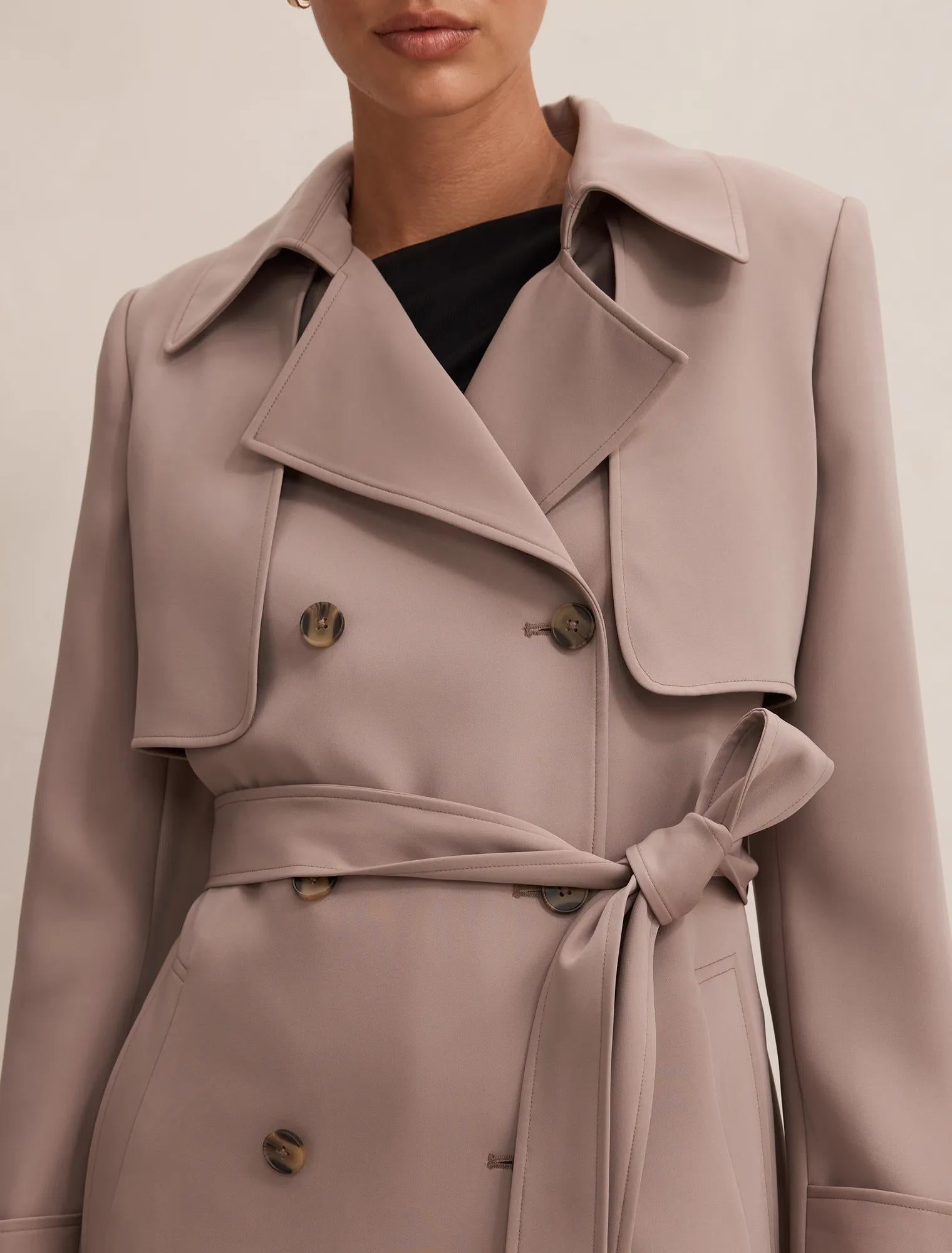 Delilah Soft Trench Coat Soft Mocha Set